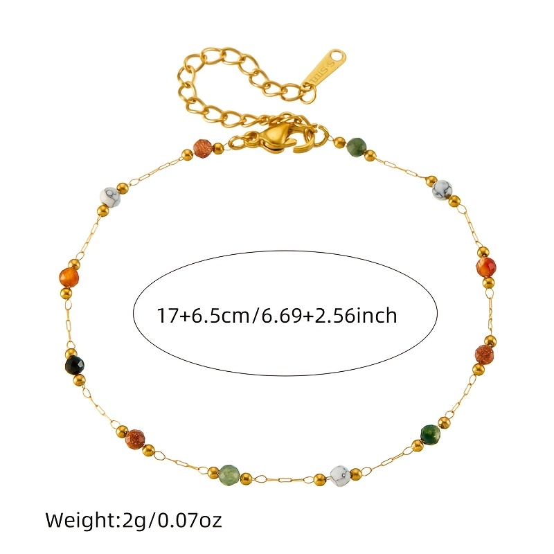 Colorful Beaded Bracelet with Golden Tone Finish